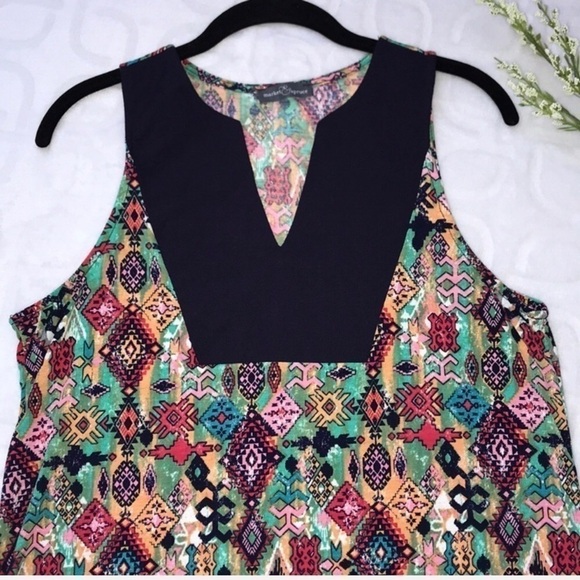 MARKET & SPRUCE Boho Aztec Light Tank Top medium - Picture 3 of 8